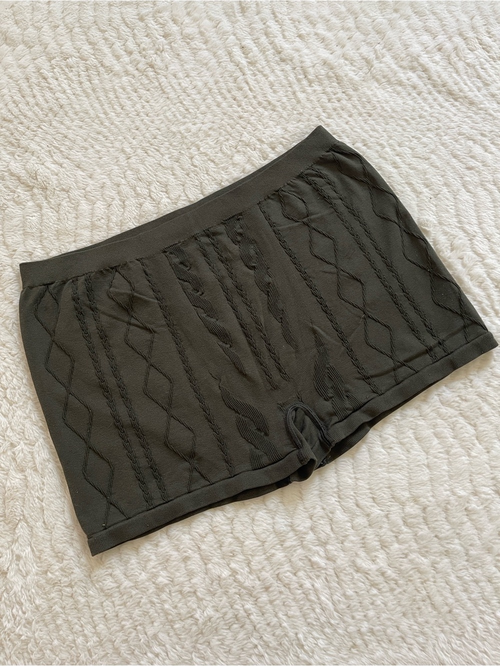 Gilly Hicks Green Spandex Cable Knit Micro Mini Shorts 🫒